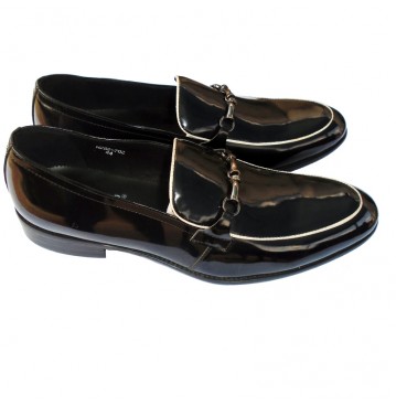 David wej leather chained loafers - black