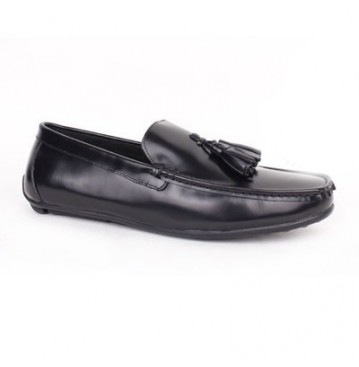 David Wej  leather  boot stap loafers shoe -black