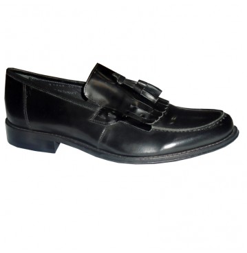 Luciano Bellini leather tassel loafers shoe - black