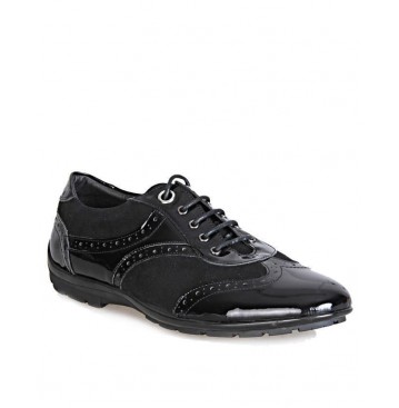 David Wej suede and patent lace up shoe - black