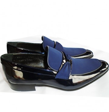 Luciano Bellini leather shoe- black and blue design