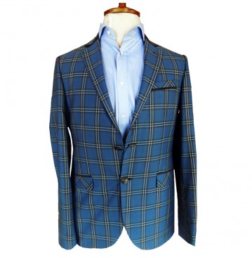 Warthel Men’s Blazer – Light blue checked